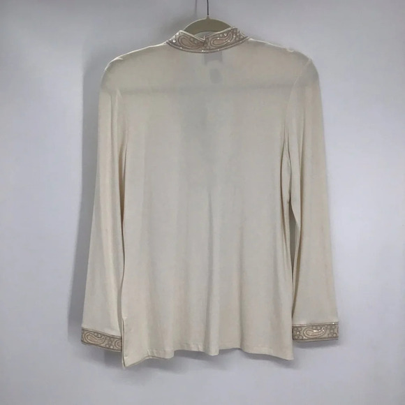 Talbots Women’s Petites Sequin Trim Party Long Sleeve Blouse/TOP NWT Size S - Picture 2 of 8